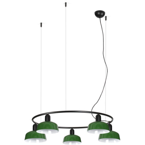 Faro Tatawin Petit plafonnier suspendu noir, vert brillant, 5 ampoules E27