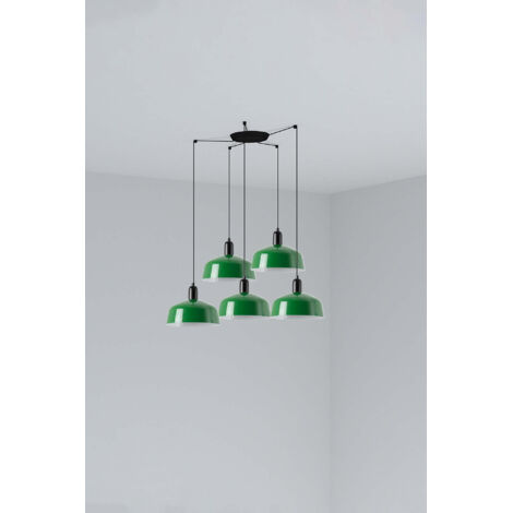 Faro Tatawin Suspension de taille moyenne, noir satiné, vert brillant, 5 ampoules E27