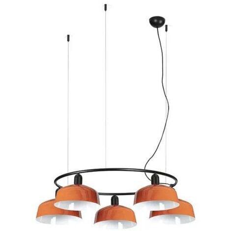 Faro Tatawin Suspension moyenne noire, orange rougeâtre brillant, 5 ampoules E27