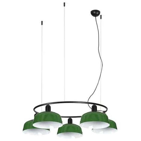 Faro Tatawin Suspension moyenne noire, vert brillant, 5 ampoules E27