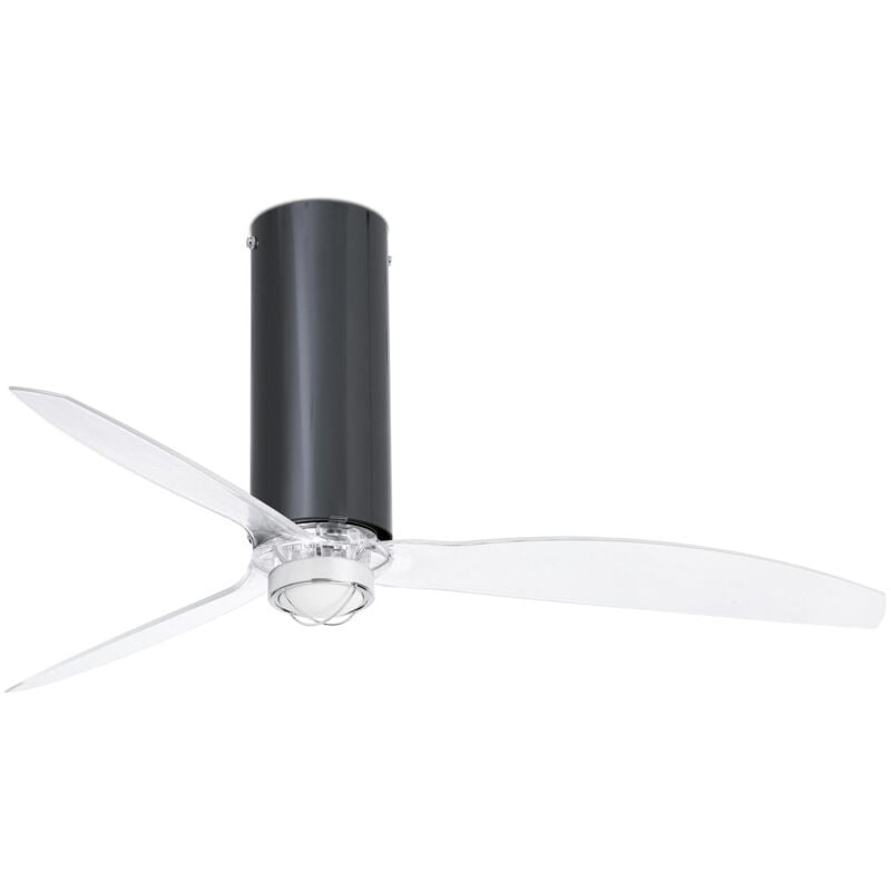 

Faro Barcelona - TUBE FAN Ventilador de techo negro brillo/transparente con motor DC con luz - NEGRO BRILLO