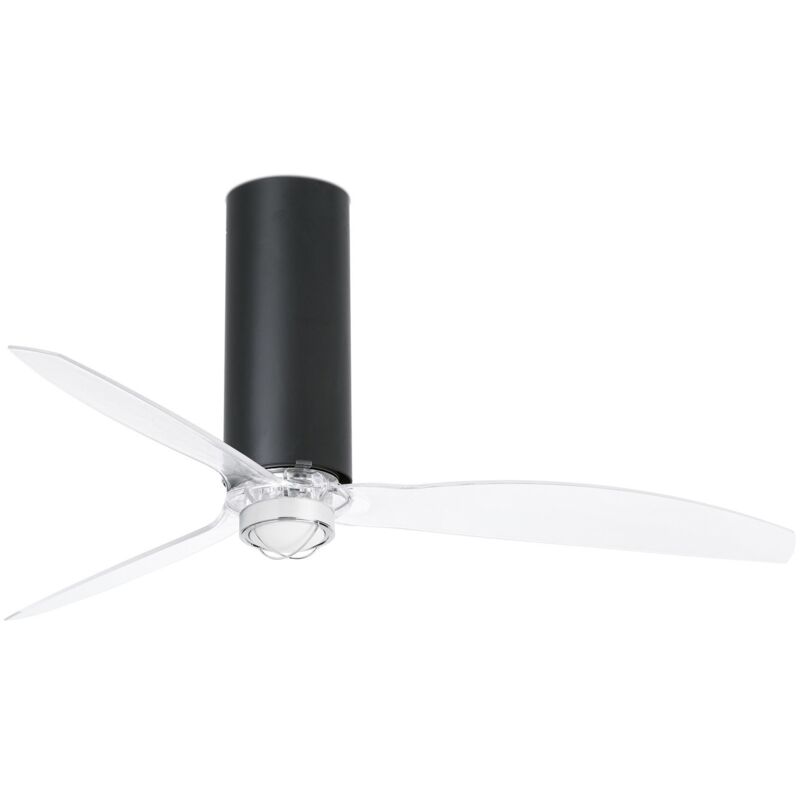 

Faro Barcelona - TUBE FAN Ventilador de techo negro mate/transparente con motor DC con luz - NEGRO MATE