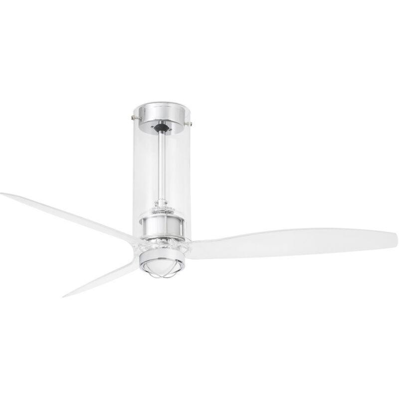

Faro Barcelona - TUBE FAN Ventilador de techo transparente con luz - CROMO BRILLO