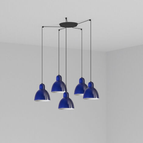 Faro Venice Lámpara Colgante Cluster Drop 5 Luces Azul Cobalto