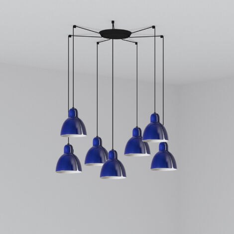 Faro Venice Lámpara colgante Cluster Drop 7 luces azul cobalto
