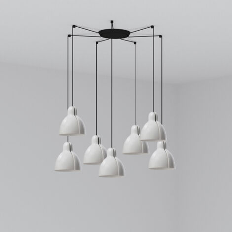 Faro Venice Lámpara colgante de 7 luces en forma de gota de racimo blanco