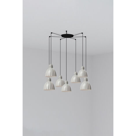 Faro VENICE Lámpara de techo colgante con 7 luces en blanco y negro brillante