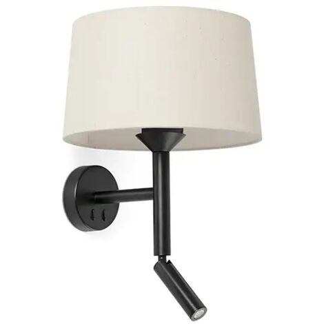 Faro Windsor Applique de lecture noir mat, lin, 1x E27
