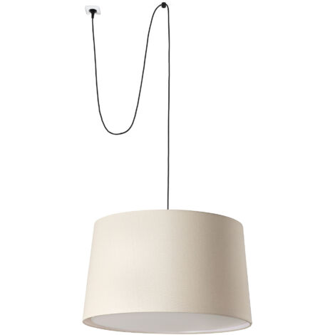 Faro Windsor Lampada a sospensione cilindrica da soffitto nera, lino con clip 3x E27