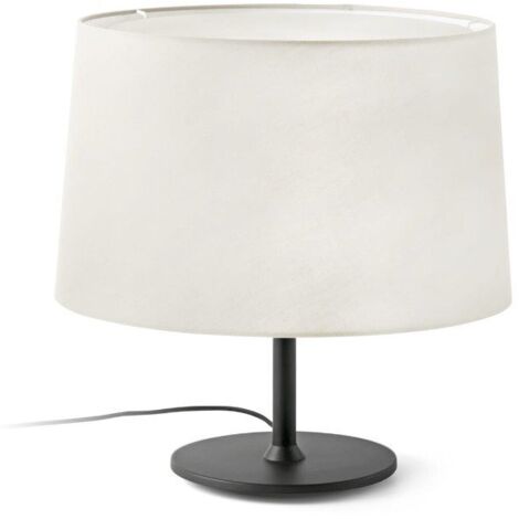Faro Windsor Tischleuchte mit rundem konischem Schirm Mattschwarz, Leinen 1x E27