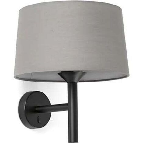 Faro Windsor Wandleuchte mit Schirm Schwarz, Grau 1x E27