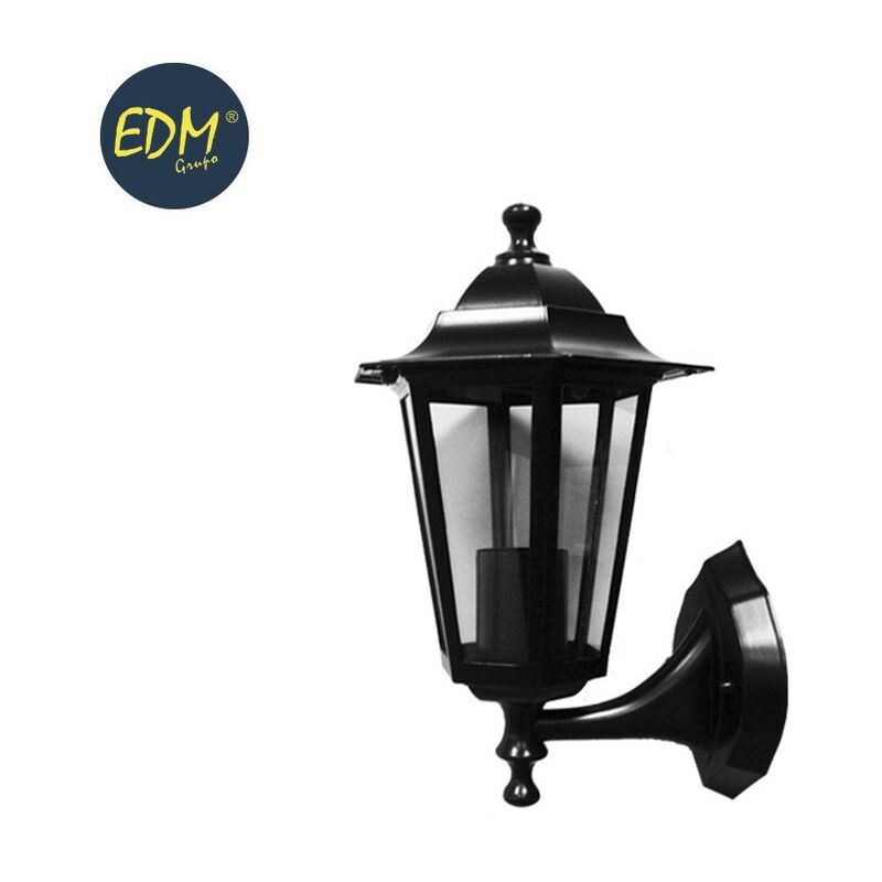 

Farol Aluminio Y Cristal Pared Negro 34X17X11Cm 1Xe27 Mod. Zurich Ip44 Bombilla No Incluida - Edm