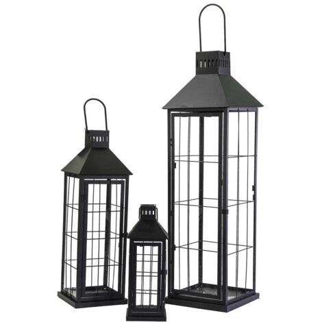 Farol cuadrado metal negro 1-3 cm26x26h87,5