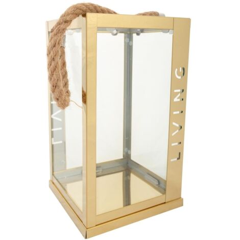 Farol de acero inoxidable y cristal cobrizo18x18x30