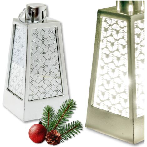 Farol de Adviento LED plateado para Nochebuena infantil - farol de Adviento decorativo 12,5 cm