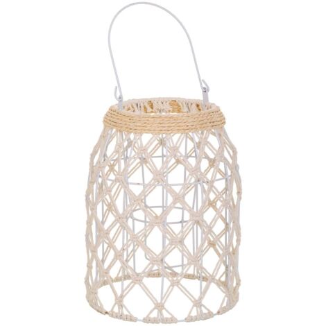 Farol de algodón trenzado y fbira natural blanco d16x30