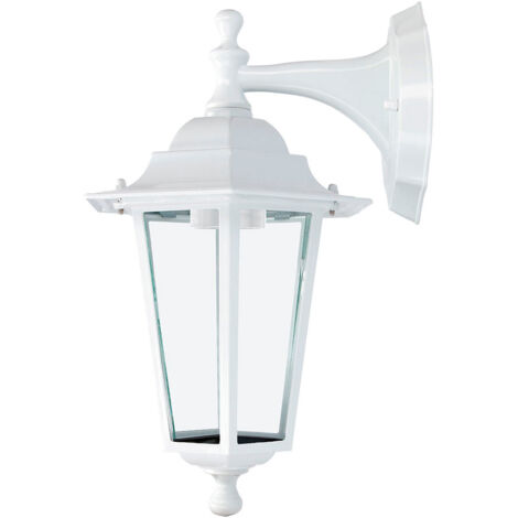 FAROL DE ALUMINIO Y CRISTAL PARA PARED. IP44 E27 60W COLOR BLANCO Ø19,5x21x32cm MODELO ZURICH. EDM