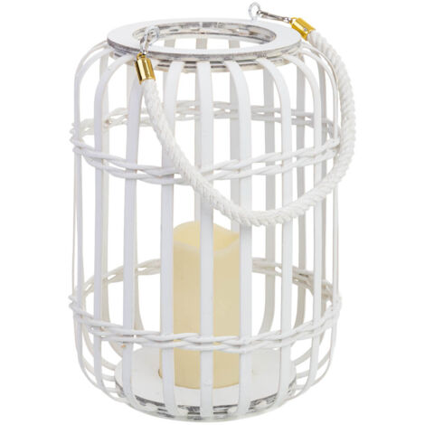 Farol de bambú con vela a pilas D20x28h cm