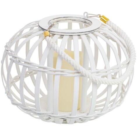 Farol de bambú y madera con vela a pilas D27x20h cm