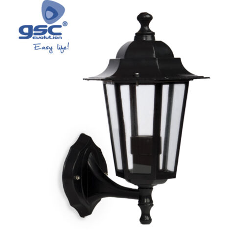 Farol de jardin de aluminio - Aplique de 6 lados Negro