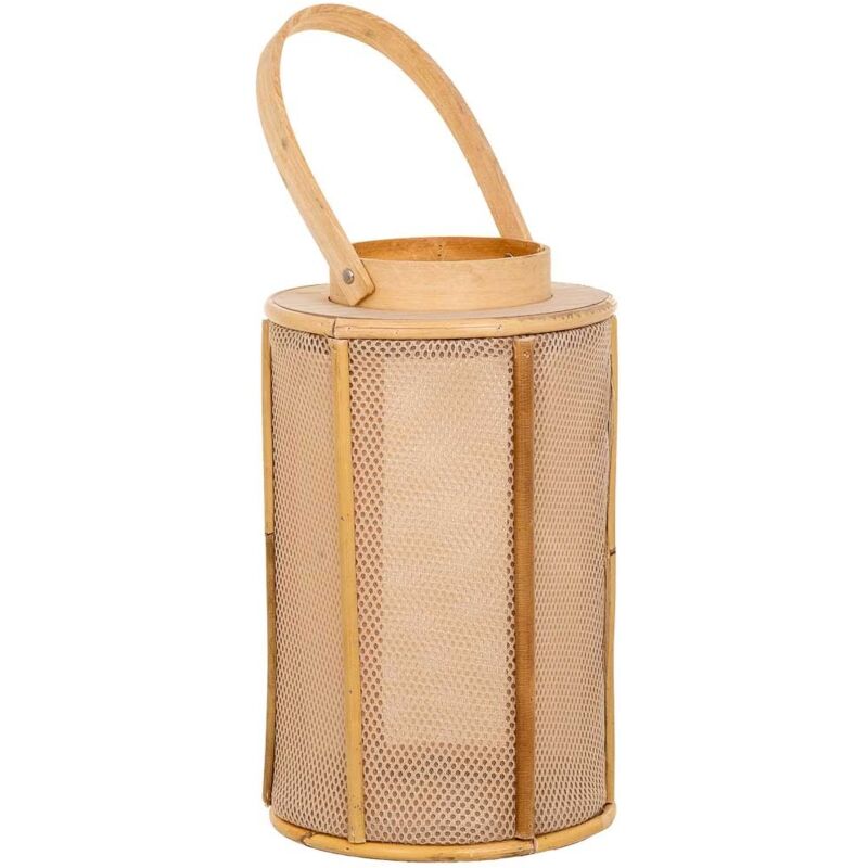 Farol de madera y bambú marrón d11x27