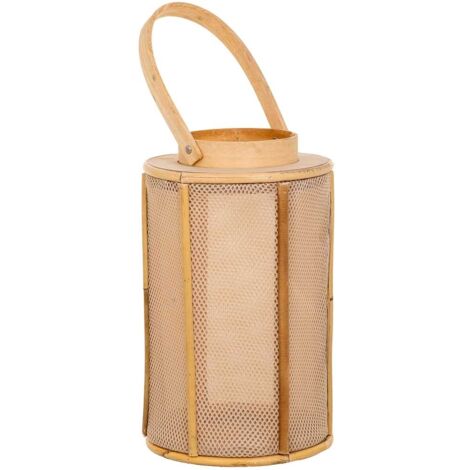 Farol de madera y bambú marrón d11x27