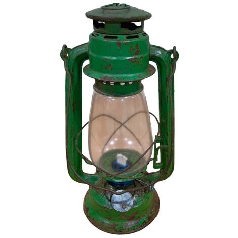 Farol de metal artesanal verde 18x18x32
