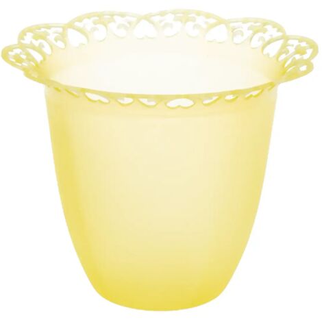 Farol de vela, tapa de goteo con encaje amarillo.