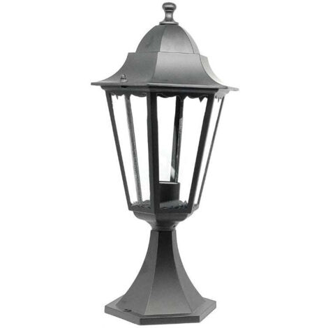 Farol Exterior de Pie con 6 Lados Aluminio Negro