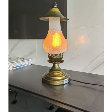 Farol LED 5W 1300K en Dorado Envejecido con Bombilla Efecto Llama