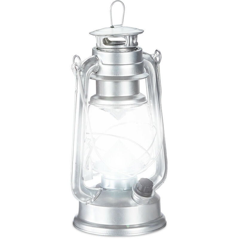 

Farol LED, Lámpara vintage decorativa, A pilas, Plateado