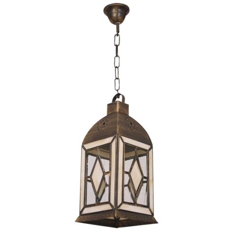 Farol mediano califa 1xe27 oro viejo/beis regx25x25 cm