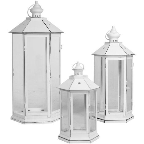 Farol metal blanco hexagonal 1-3 cm34x28h69