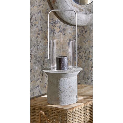 Farol Metal C/Asa Blanco Jaspeado Oro 69 Cms. 30Dx69 Cms