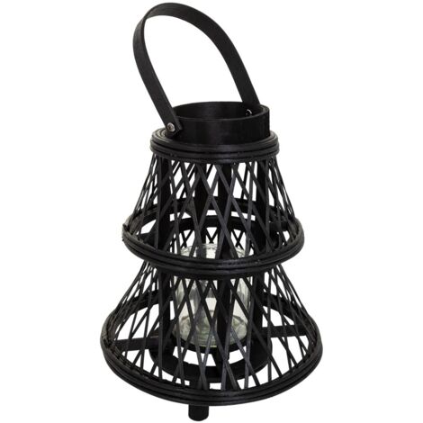 Farol portavelas de bambú marrón d23,5x29
