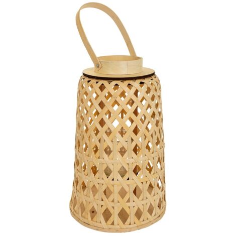 Farol portavelas de bambú marrón d26,5x41