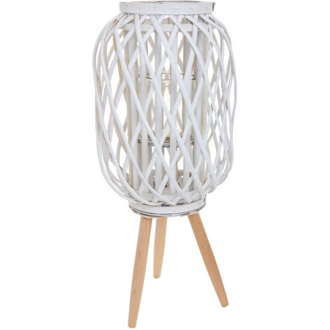 Farol portavelas de mimbre blanco d37x40/63