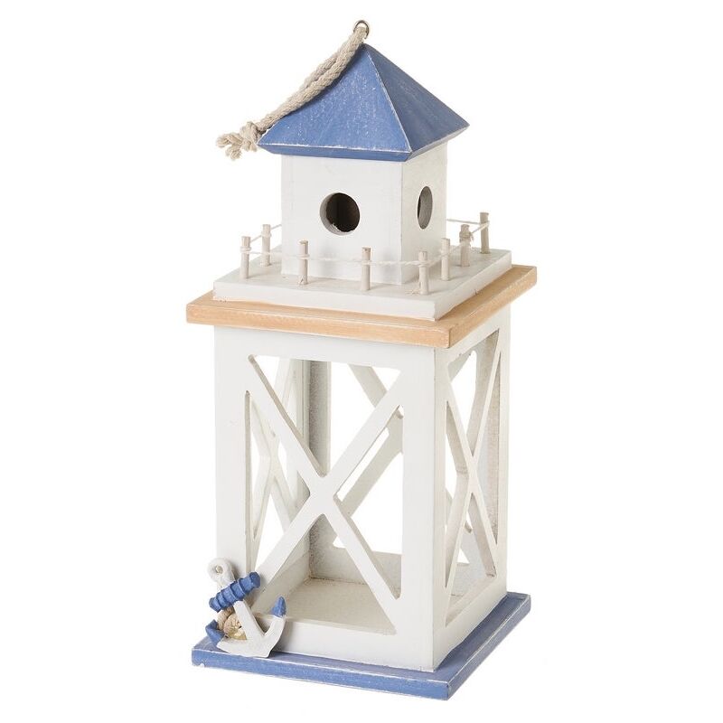 

Farol portavelas faro de madera beige de 13x13x30 cm