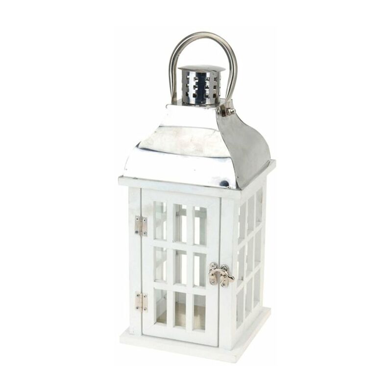 

Farol portavelas metal/madera blanco