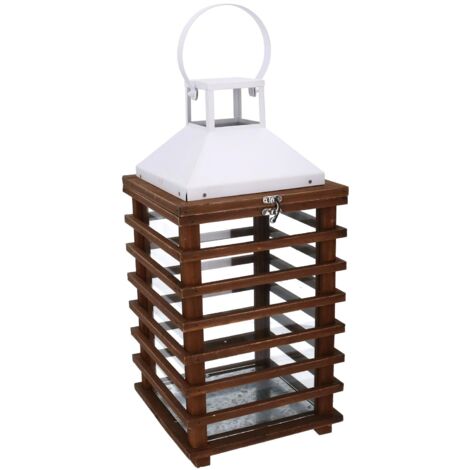 Farol rectangular madera marrón cm23,5x23h49