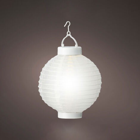 Farol Solar Plástico Ø20x23cm Blanco Batería Incluida 1lm