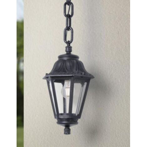 Farol techo con cadena sichem/anna, transparente, e27, negro, ø220 x 800 mm