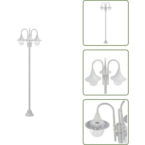 Farola de 3 luces - vidaXL Farolas de jardín con 3 luces aluminio blanca E27 220 cm - Farola de aluminio