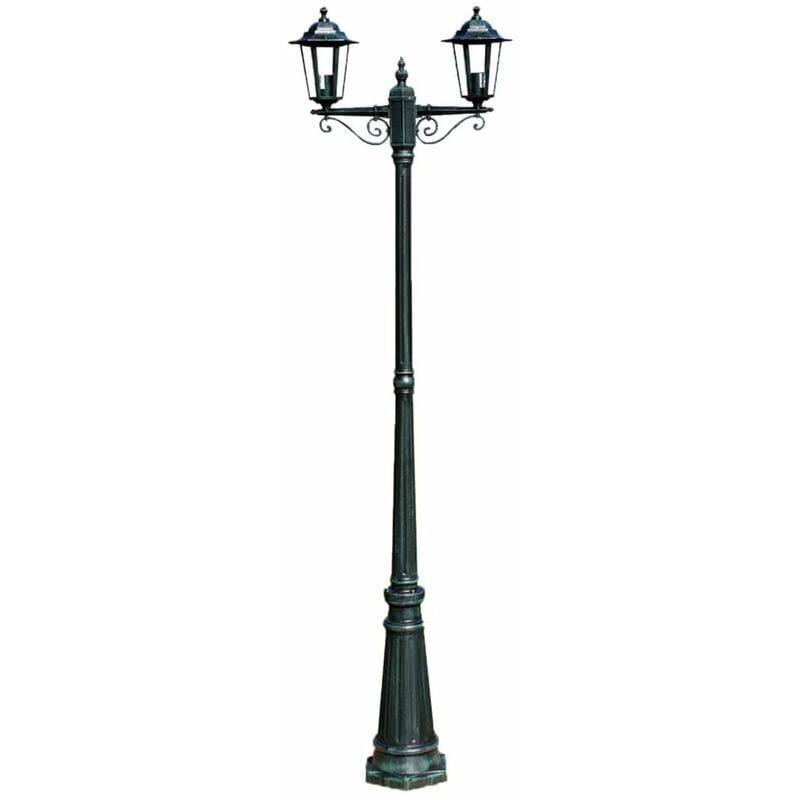 

Farola de jardin 2 brazos 215 cm verde oscuro/negro aluminio