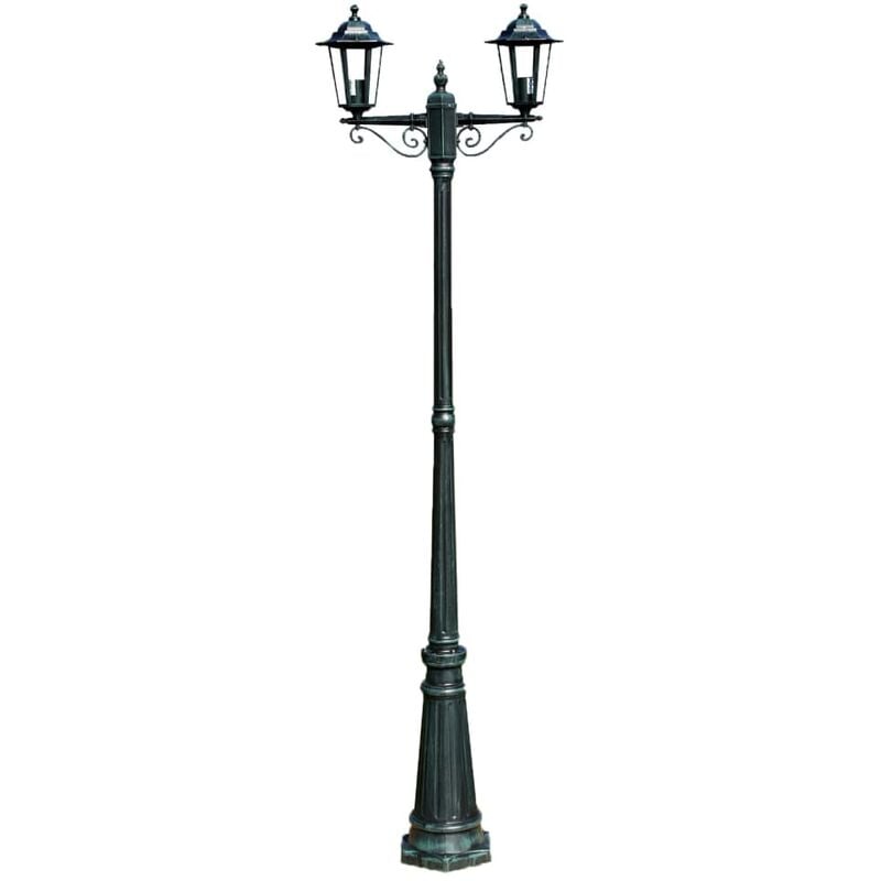 

Farola de jardín 2 brazos 215 cm verde oscuro/negro aluminio