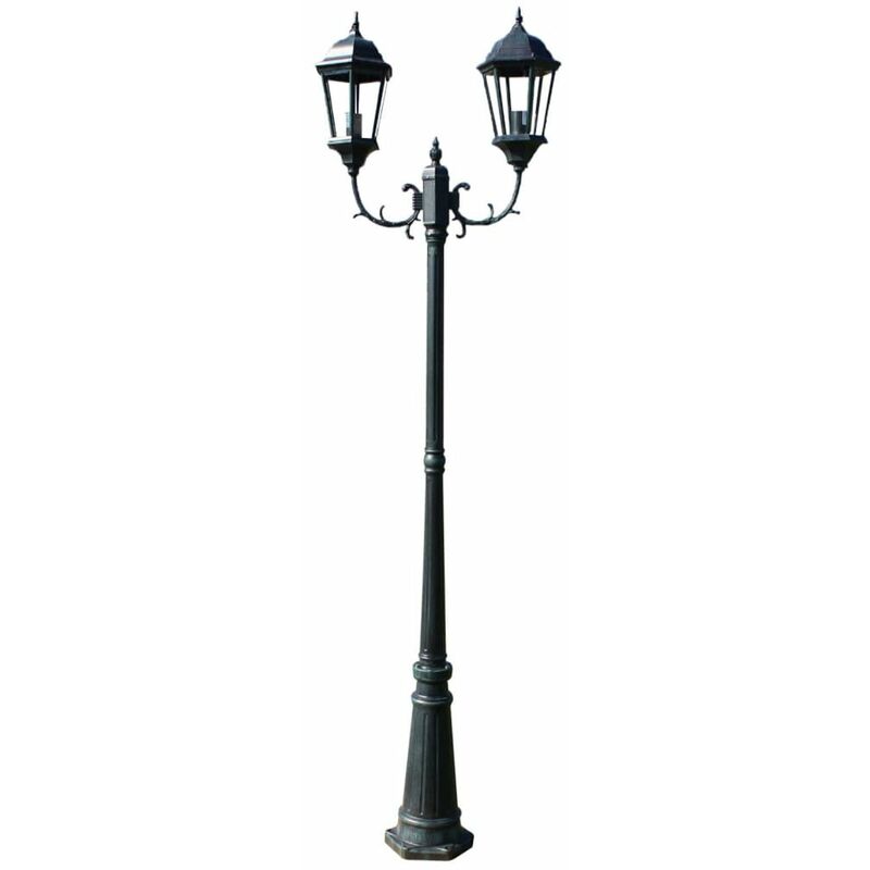

Farola de jardin 2 brazos 230 cm verde oscuro/negro aluminio