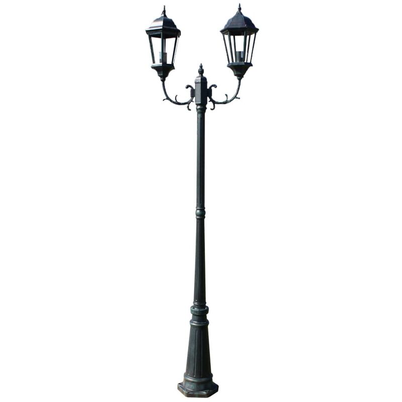 

Farola de jardín 2 brazos 230 cm verde oscuro/negro aluminio