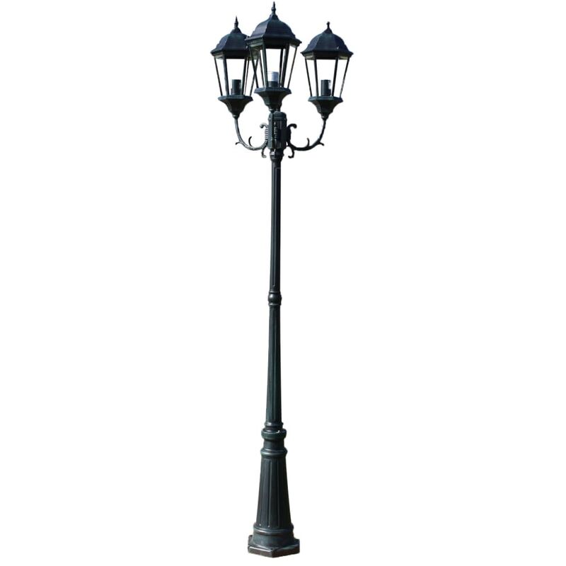 

Farola de jardín 3 brazos 230 cm verde oscuro/negro aluminio