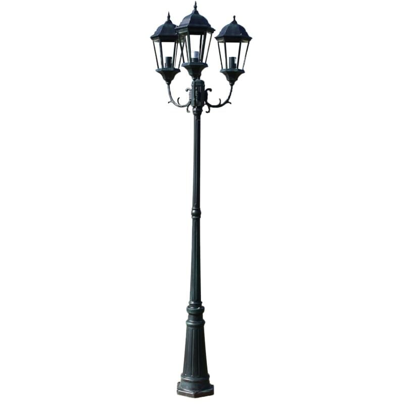 

Farola de jardín 3 brazos 230 cm verde oscuro/negro aluminio