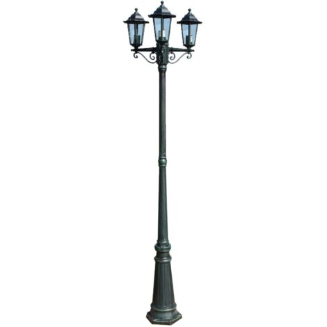 vidaXL 1x/3x Lámparas Aluminio Farola Jardín Patio 215 cm Blanco/Verde Oscuro
